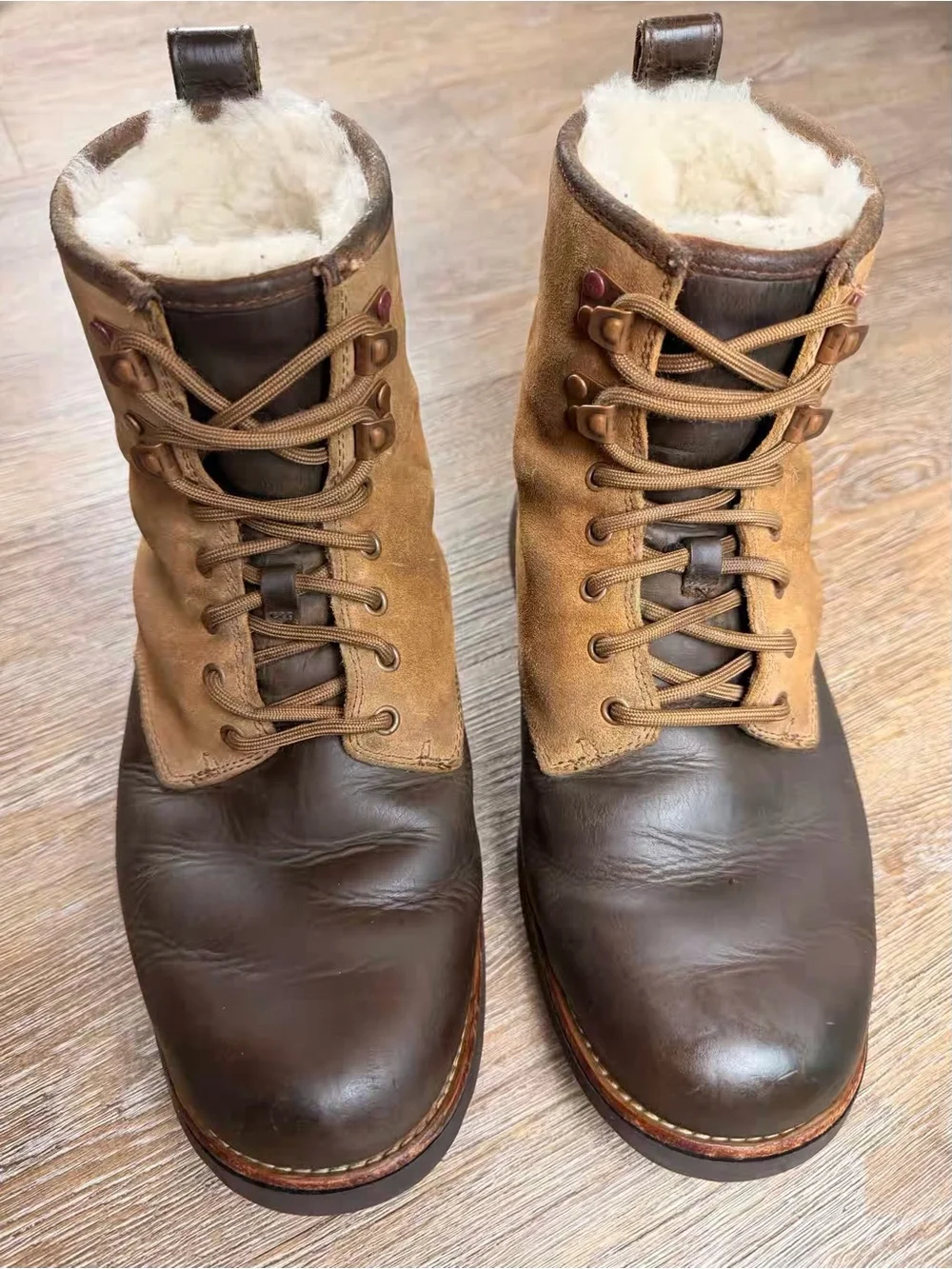 UGG Hannen TL Waterproof Leather Boots Dark Chestnut Brown Shearling Lined | 8